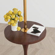 Mid-Century Modern Orange Glass Globe Floor Lamp with Shelf