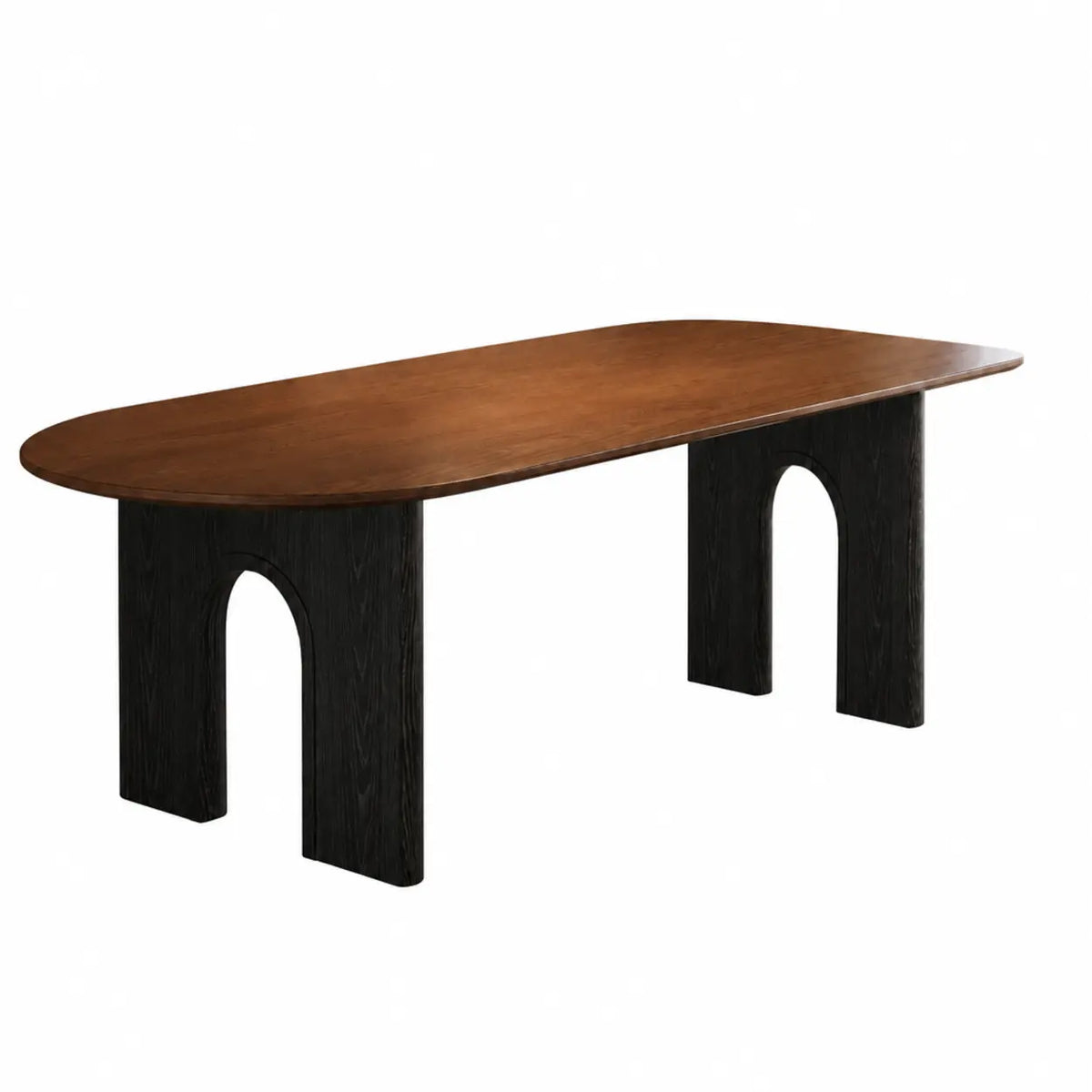 Mid-Century Modern Peninsula Wood Brown Dining Table