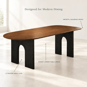 Mid-Century Modern Peninsula Wood Brown Dining Table