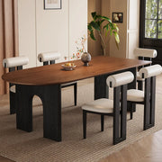 Mid-Century Modern Peninsula Wood Brown Dining Table
