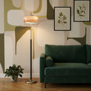 Mid-Century Modern Pull Chain Glass Bowl Round Floor Lamp
