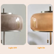 Mid-Century Modern Pull Chain Glass Bowl Round Floor Lamp