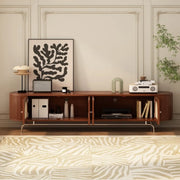 Mid-Century Modern Rattan TV Stand with Ample Storage