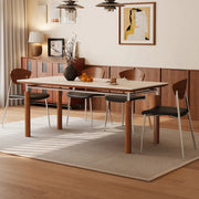 Mid-Century Modern Rectangular Beige Stone Dining Table
