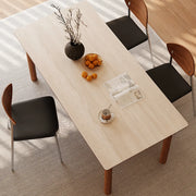 Mid-Century Modern Rectangular Beige Stone Dining Table