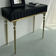 Mid-Century Modern Rectangular Metal Leg Wood Console Table