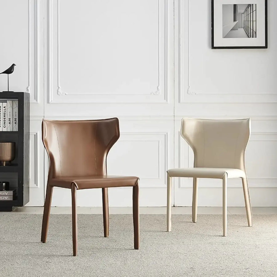 Mid-Century Modern Saddle Leather Armless Dining Chair