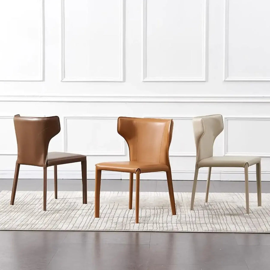 Mid-Century Modern Saddle Leather Armless Dining Chair