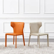 Mid-Century Modern Saddle Leather Armless Dining Chair