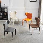 Mid-Century Modern Saddle Leather Armless Dining Chair