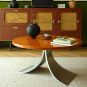Mid-Century Modern Small Round Wooden Coffee Table
