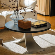Mid-Century Modern Small Round Wooden Coffee Table