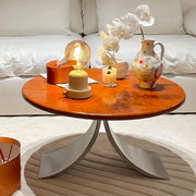 Mid-Century Modern Small Round Wooden Coffee Table