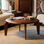 Mid-Century Modern Solid Walnut Wood Round Coffee Table