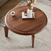 Mid-Century Modern Solid Walnut Wood Round Coffee Table