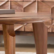 Mid-Century Modern Solid Walnut Wood Round Coffee Table