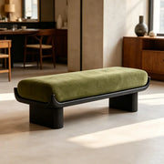 Mid-Century Modern Solid Wood Upholstered Bedroom Bench