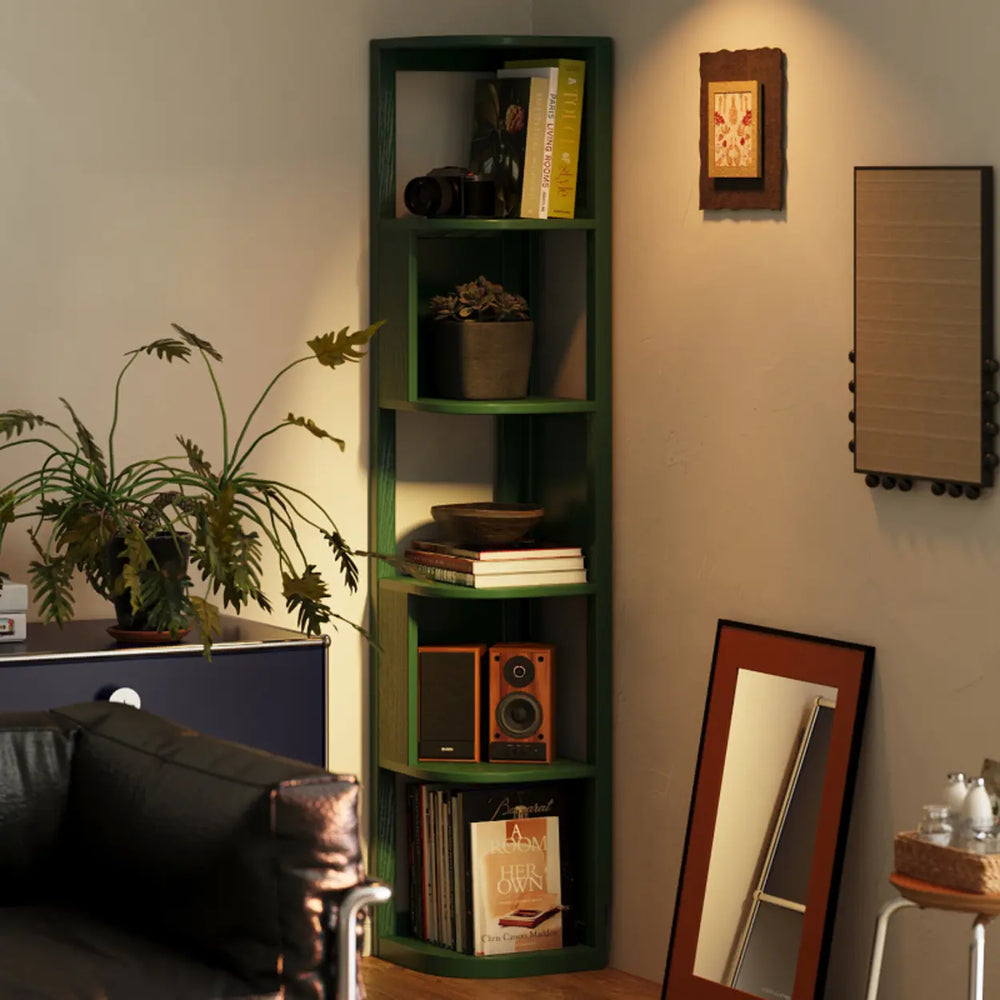 Mid-Century Modern Stand Wood Vertical Corner Bookshelf