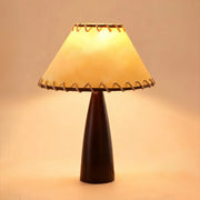 Mid-Century Modern Stitched Cone Shade Brown Table Lamp