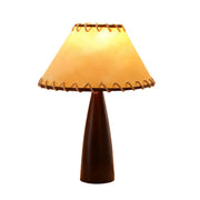 Mid-Century Modern Stitched Cone Shade Brown Table Lamp