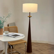 Mid-Century Modern Tapered Column Fabric Drum Floor Lamp