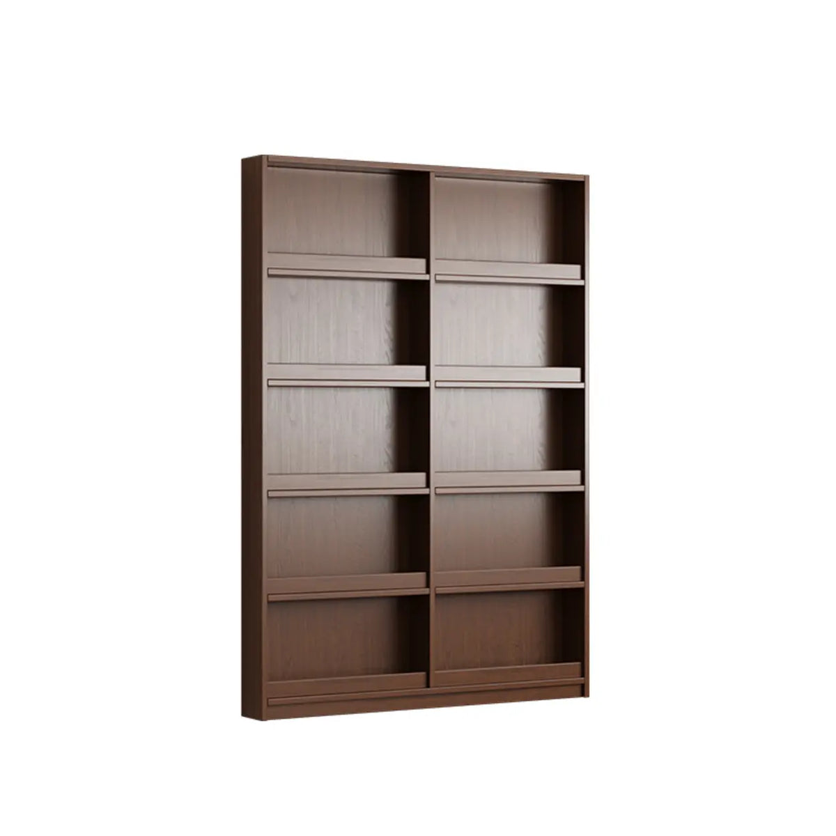 Mid-Century Modern Ultra-Slim Wood Brown Vertical Bookshelf