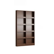 Mid-Century Modern Ultra-Slim Wood Brown Vertical Bookshelf