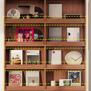 Mid-Century Modern Ultra-Slim Wood Brown Vertical Bookshelf