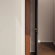Mid-Century Modern Ultra-Slim Wood Brown Vertical Bookshelf