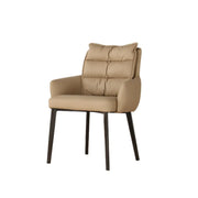 Mid-Century Modern Upholstered Faux Leather Arm Dining Chair