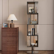 Mid-Century Modern Vertical Cube Tiered Wood Corner Bookshelf