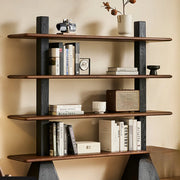 Mid-Century Modern Vertical Wood Tiered Open Back Bookshelf