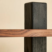 Mid-Century Modern Vertical Wood Tiered Open Back Bookshelf