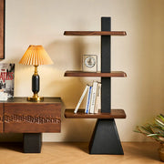 Mid-Century Modern Vertical Wood Tiered Open Back Bookshelf
