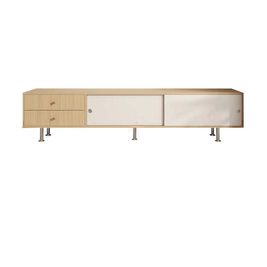 Mid-Century Modern Walnut & White TV Stand with Storage