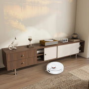 Mid-Century Modern Walnut & White TV Stand with Storage