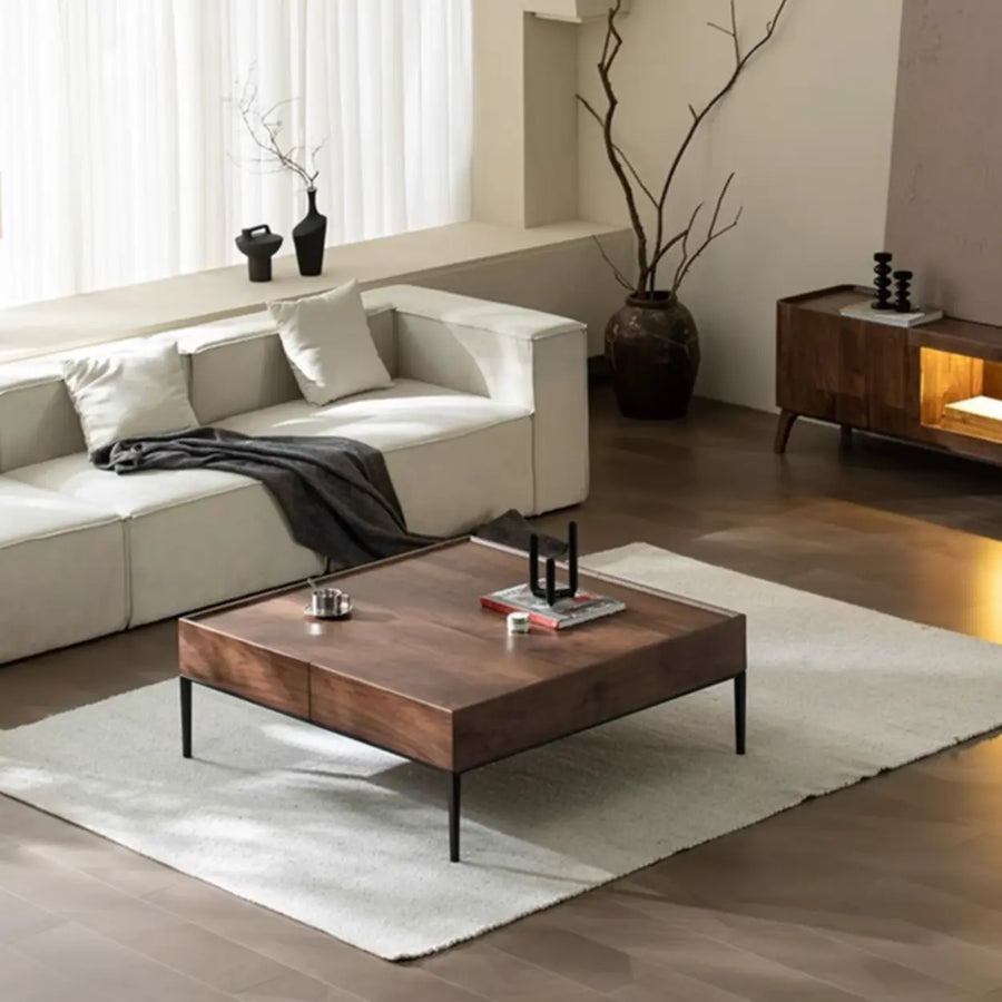 Mid-Century Modern Walnut Solid Wood Coffee Table