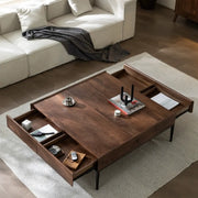 Mid-Century Modern Walnut Solid Wood Coffee Table