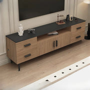 Mid-Century Modern Walnut TV Stand with Black Top