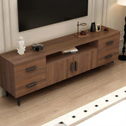 Mid-Century Modern Walnut TV Stand with Black Top