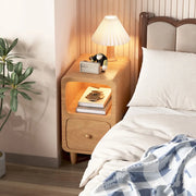 Mid-Century Modern Walnut Wood Nightstand with Drawer & Shelf