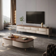 Mid-Century Modern Walnut Wood TV Stand with Storage