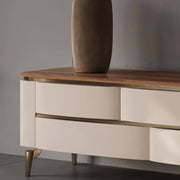 Mid-Century Modern Walnut Wood TV Stand with Storage