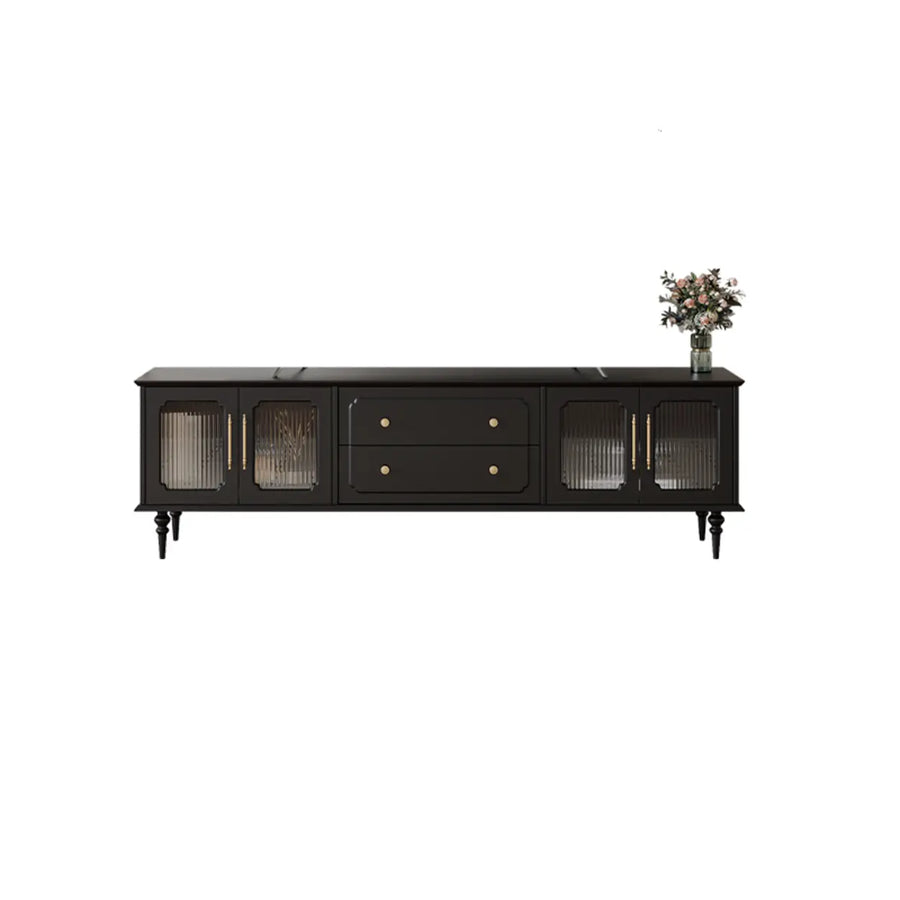 Mid-Century Modern Wood Black Drawers Long TV Stand