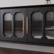 Mid-Century Modern Wood Black Drawers Long TV Stand
