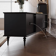 Mid-Century Modern Wood Black Drawers Long TV Stand