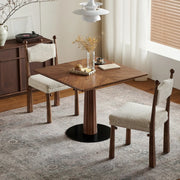 Mid-Century Modern Wood Brown Square Small Dining Table
