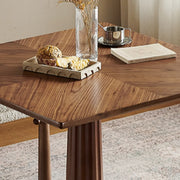 Mid-Century Modern Wood Brown Square Small Dining Table