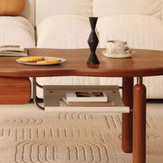 Mid-Century Modern Wood Coffee Table with Drawer Shelf