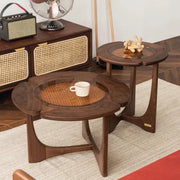 Mid-Century Modern Wood Flower Nesting Coffee Table